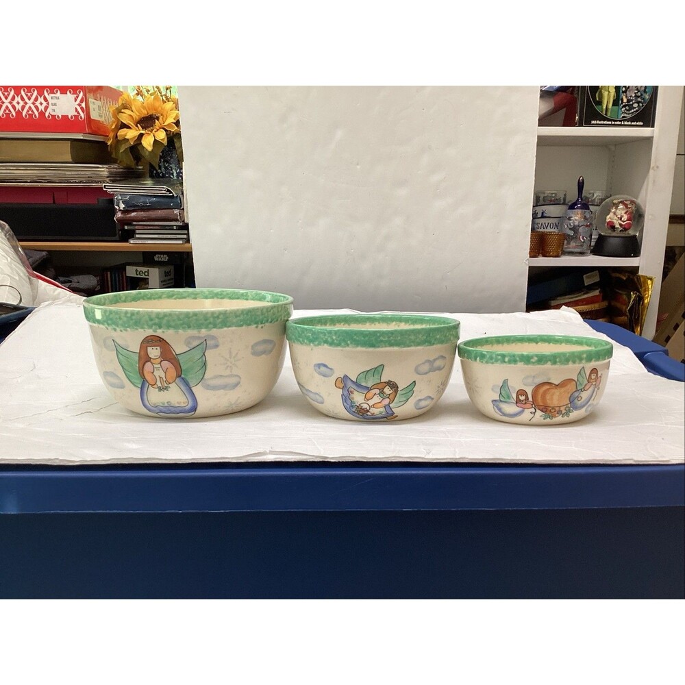 vintage vital unit nesting bowls set of 3 angels clouds